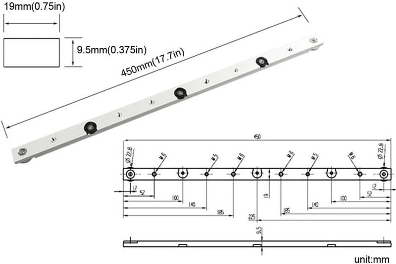 KETIPED Aluminium Alloy 450mm Miter Bar Clamping Tool Slider Table Saw Gauge Rod T-Slot Track Bar Rail for Router Tables and Woodworking,450mm(17.7in)-Silver - Image 2